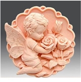 Ангелочек с розами  2D силиконовая форма