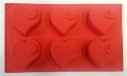 Сердечки с Завитками (лист 6шт.) силиконовая форма - фото 5154
