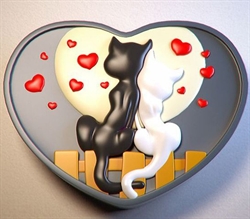 Влюблённые кошки 2D силиконовая форма - фото 5503