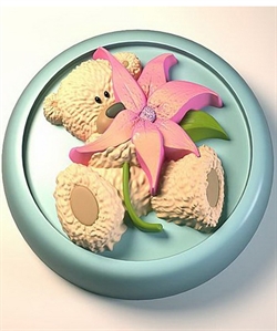 Мишка с цветком 2D силиконовая форма - фото 5618