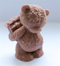 Мишка с подарком 3D силиконовая форма - фото 6303