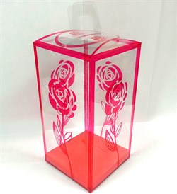 Коробочка подарочная прозрачная с рисунком(пластик) 22,5*11*11см Роза - фото 7084