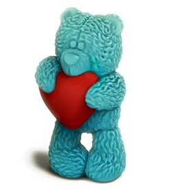 Медвежонок с сердечком (стоит) 3D форма пластиковая - фото 7121