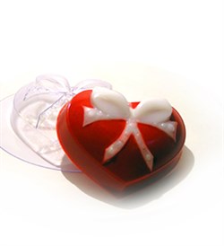 Сердце с бантиком форма пластиковая - фото 7541