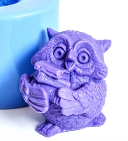 Сова с книгами 3D силиконовая форма 152282