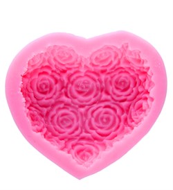 Сердце с розами3  2D Силиконовая форма - фото 7788